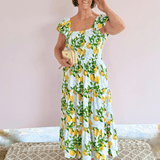 Lemonade Smocked Midi Dress - Pep & Punch