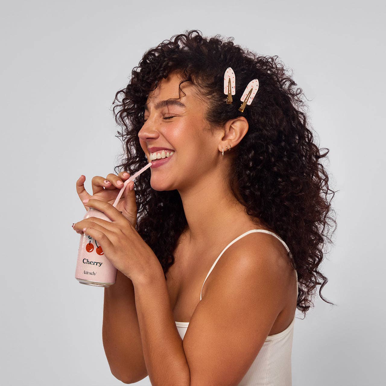 Recycled Plastic Creaseless Clips 4pc Set - Cherry Print - Pep & Punch