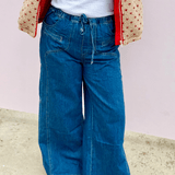 Retro Wide Leg Drawstring Denim - Pep & Punch