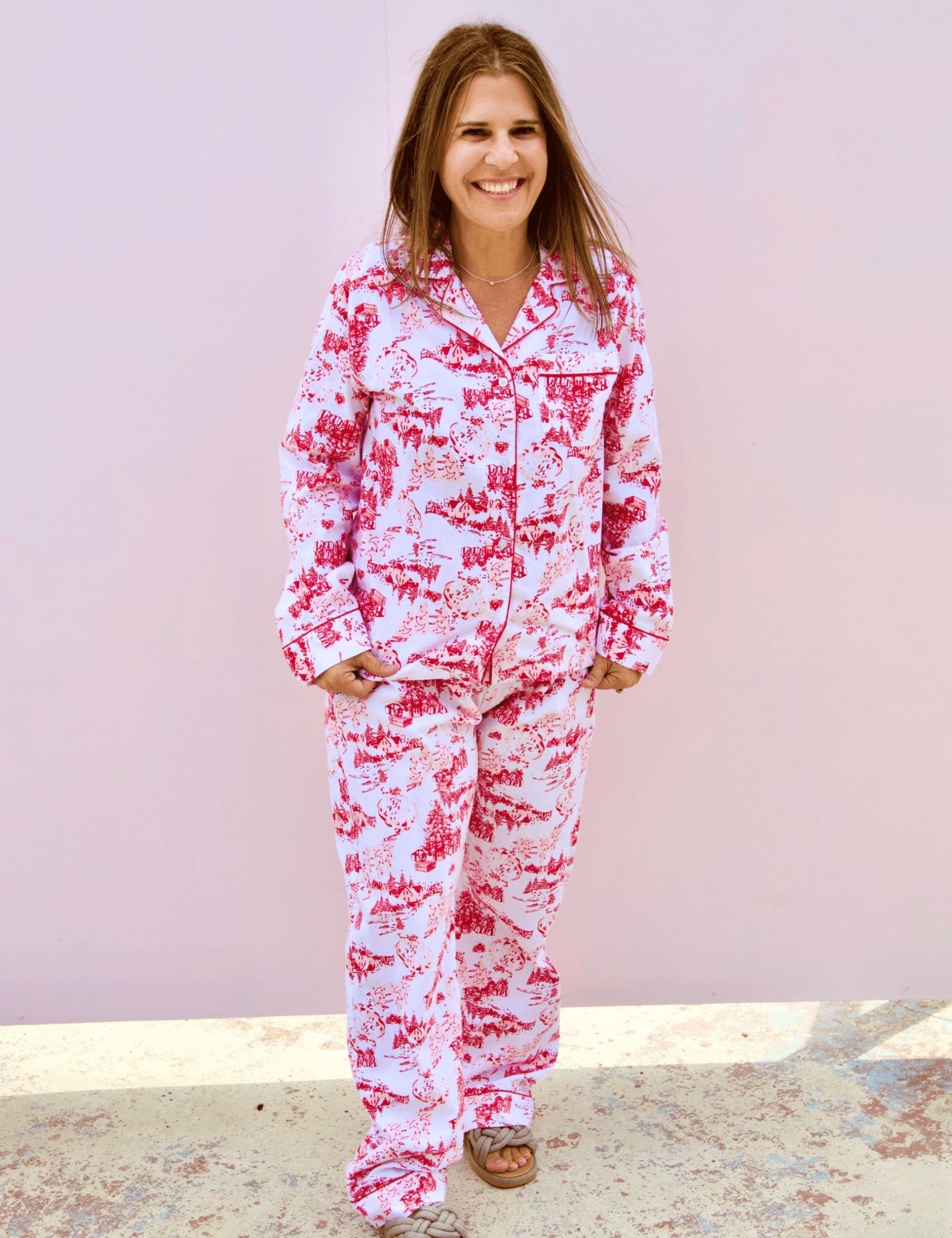 Santa Toile Flannel Pj Set - Pep & Punch