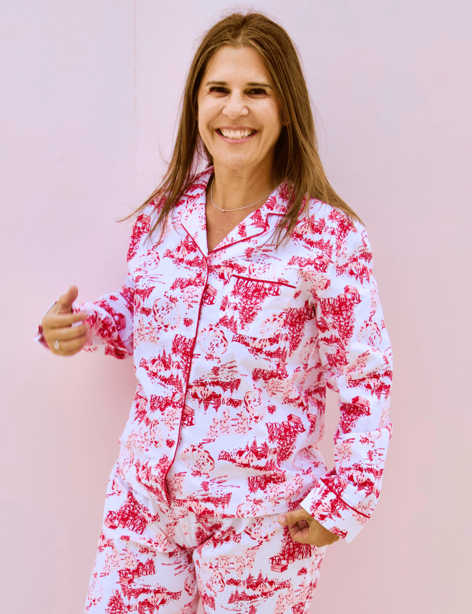 Santa Toile Flannel Pj Set - Pep & Punch